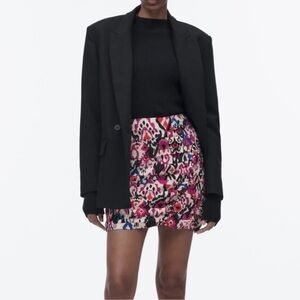 Zara‎ draped high waist printed skirt size large